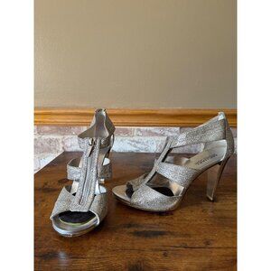 Michael Kors Womens Silver Glitter High Heel Sandals Size 7